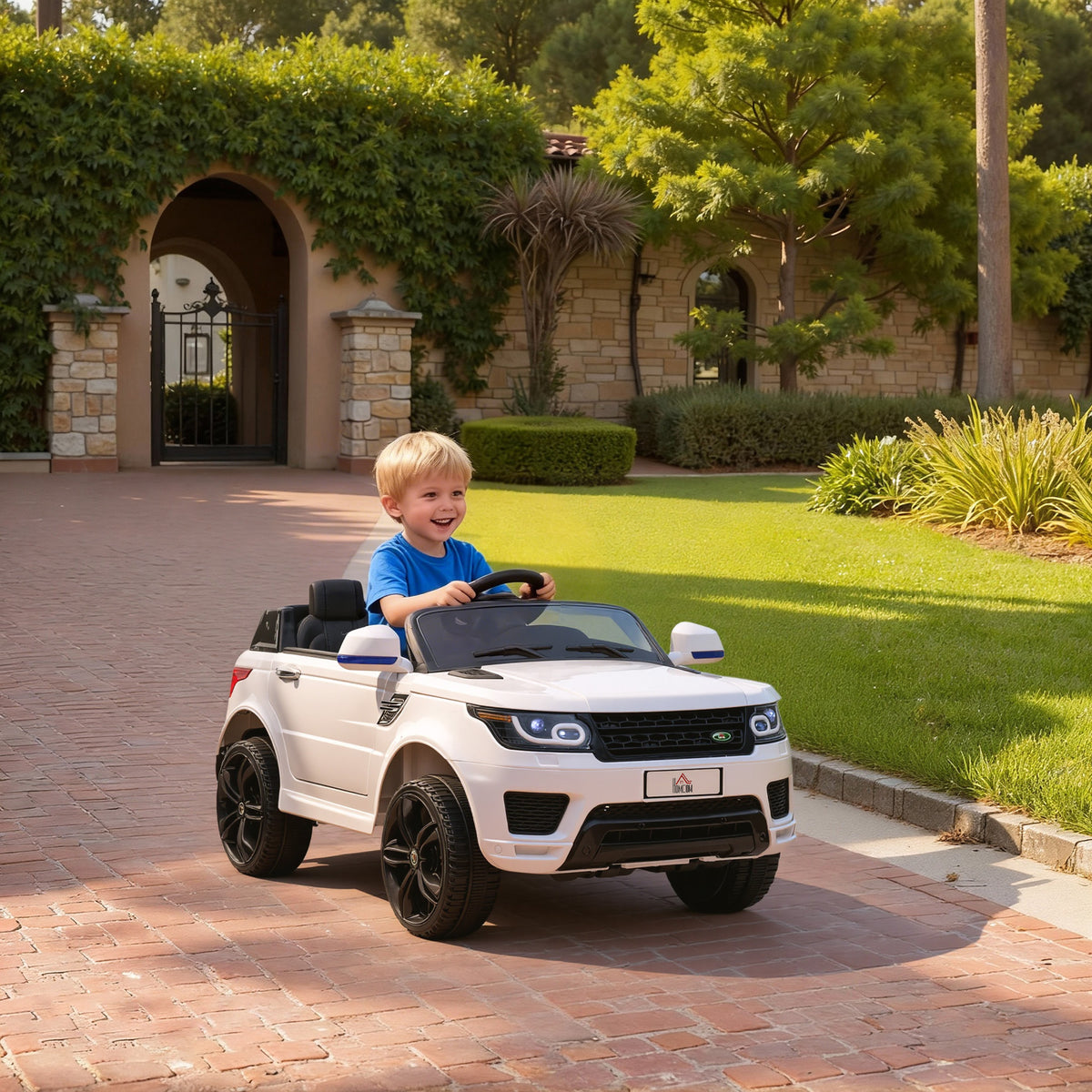 Voiture électrique enfants véhicule électrique 12 V, double moteurs, 3 à 5 km/h, blanc-9