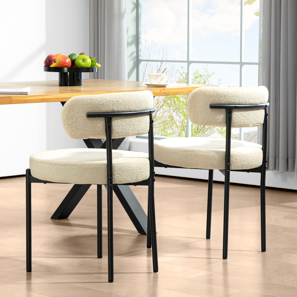 Lot de 2 chaises de salle à manger avec dossier en tissu pieds en acier 51 x 51 x 76 cm beige noir-6