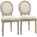 Lot de 2 chaises de Salle à Manger - Chaise de Salon médaillon Style Louis XVI Aspect Lin Crème-0