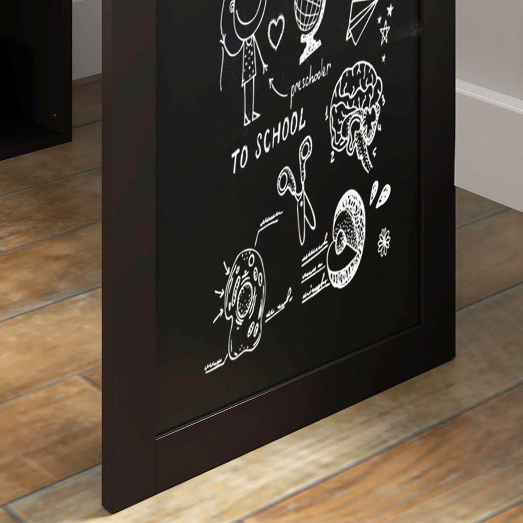 Bureau avec rangement pliable murale rabattable avec bibliothèque poste de travail tableau à craie et étagère réglable-8