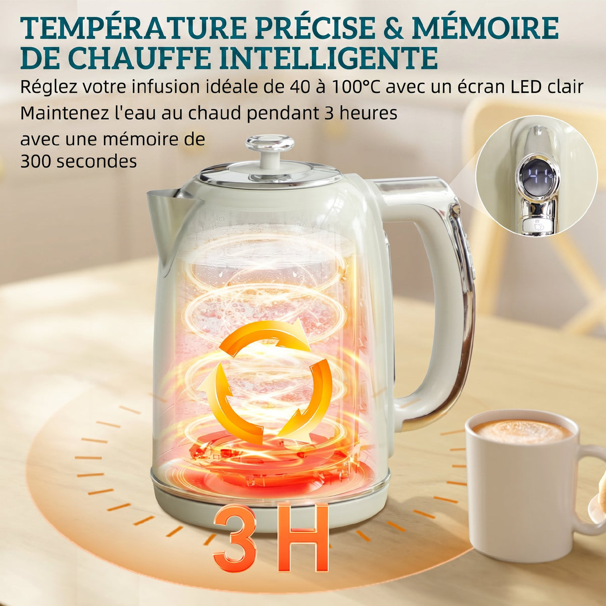Ensemble bouilloire et grille-pain, bouilloire en acier inoxydable 1,7 L et 2200 W et grille-pain à 2 tranches, gris-4