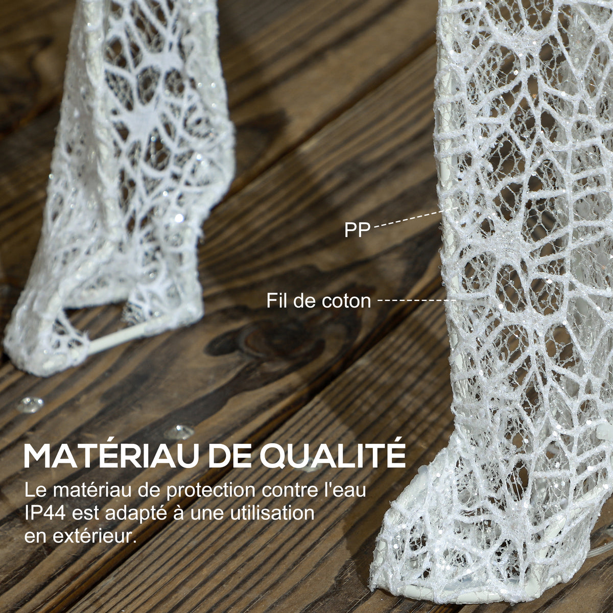 Renne et traîneau lumineux de Noël avec 170 LED blanc chaud, décoration de Noël pour intérieur et extérieur, 50x29x42cm-5