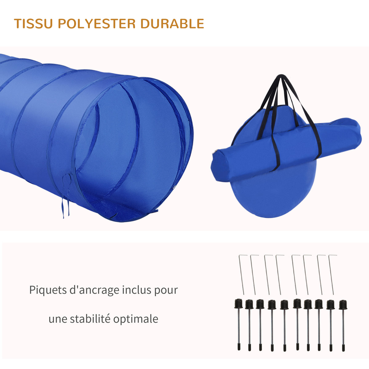 Agility sport pour chiens équipement complet obstacle, tunnel, slalom, zone repos + sac de transport bleu jaune-4