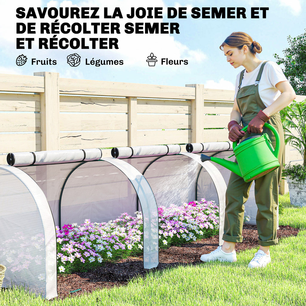 Mini Serre de Jardin Serre à tomates 3L x 1l x 0,8H m Acier PE Haute densité 140 g/m² Anti-UV 3 fenêtres Blanc-6