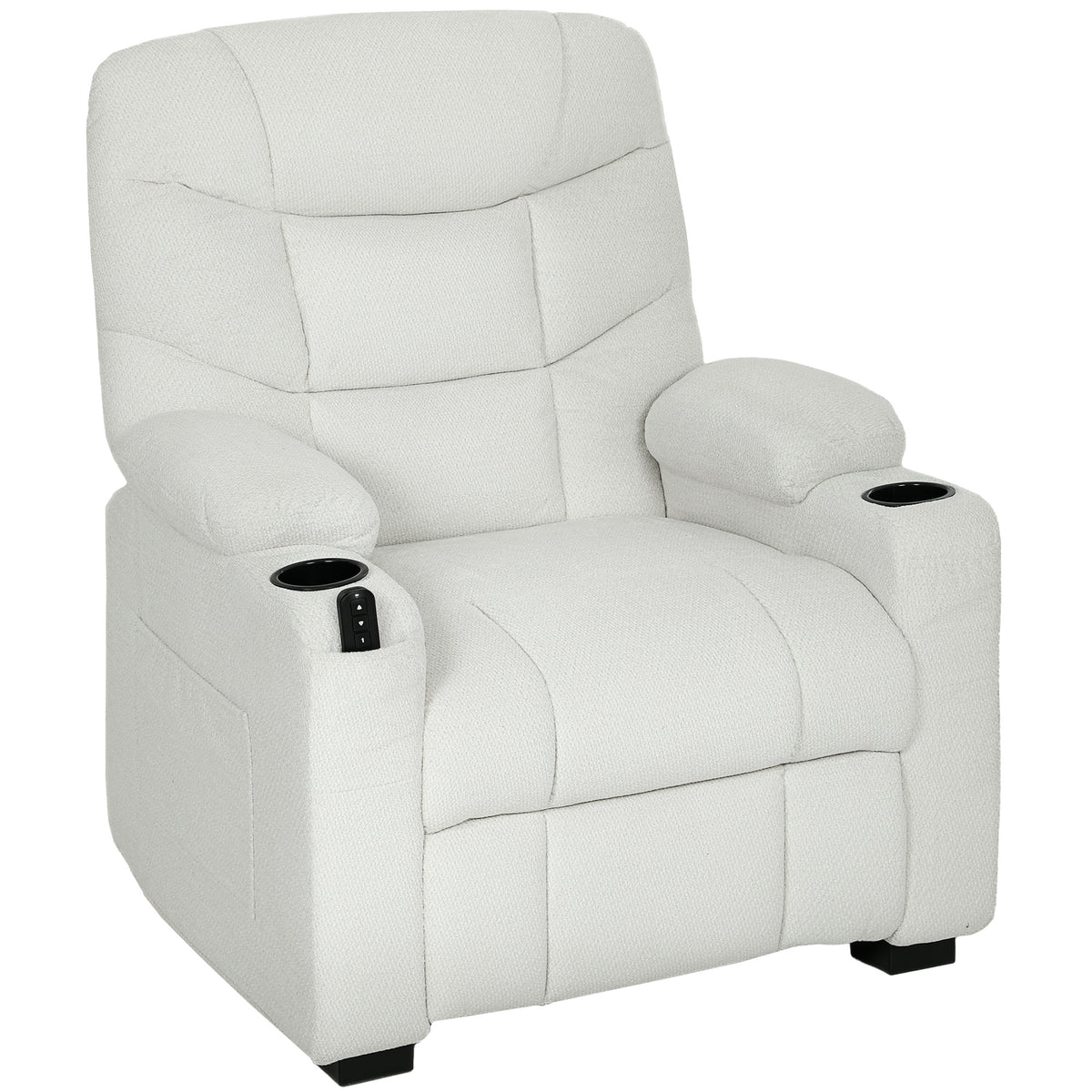 Fauteuil relax électrique, fauteuil inclinable, port USB, repose-pieds, porte-gobelets, 94 x 90 x 105 cm, crème-0