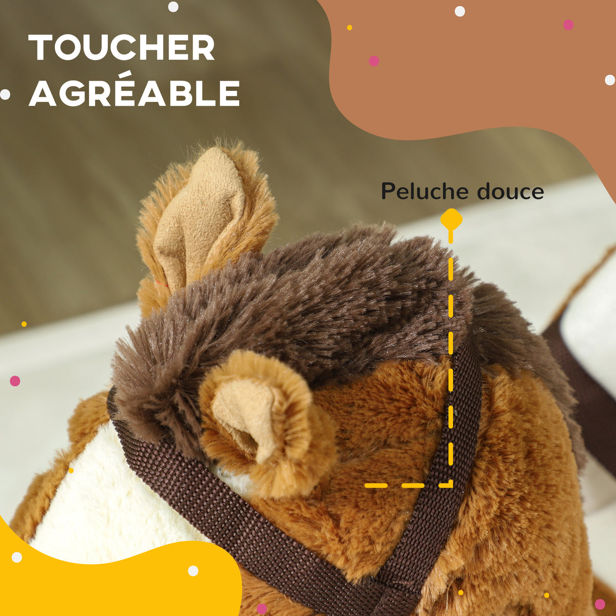 Cheval à bascule pour enfants jouet à bascule bébé de 18 à 36 mois avec effet sonore base en bois ceinture de sécurité-4