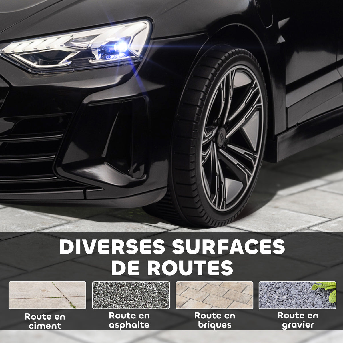 Voiture électrique enfant 12 V - véhicule électrique avec télécommande parentale fournie - V. Max. 5 Km/h - effets sonores, lumineux - Audi RS E-tron GT noir-7