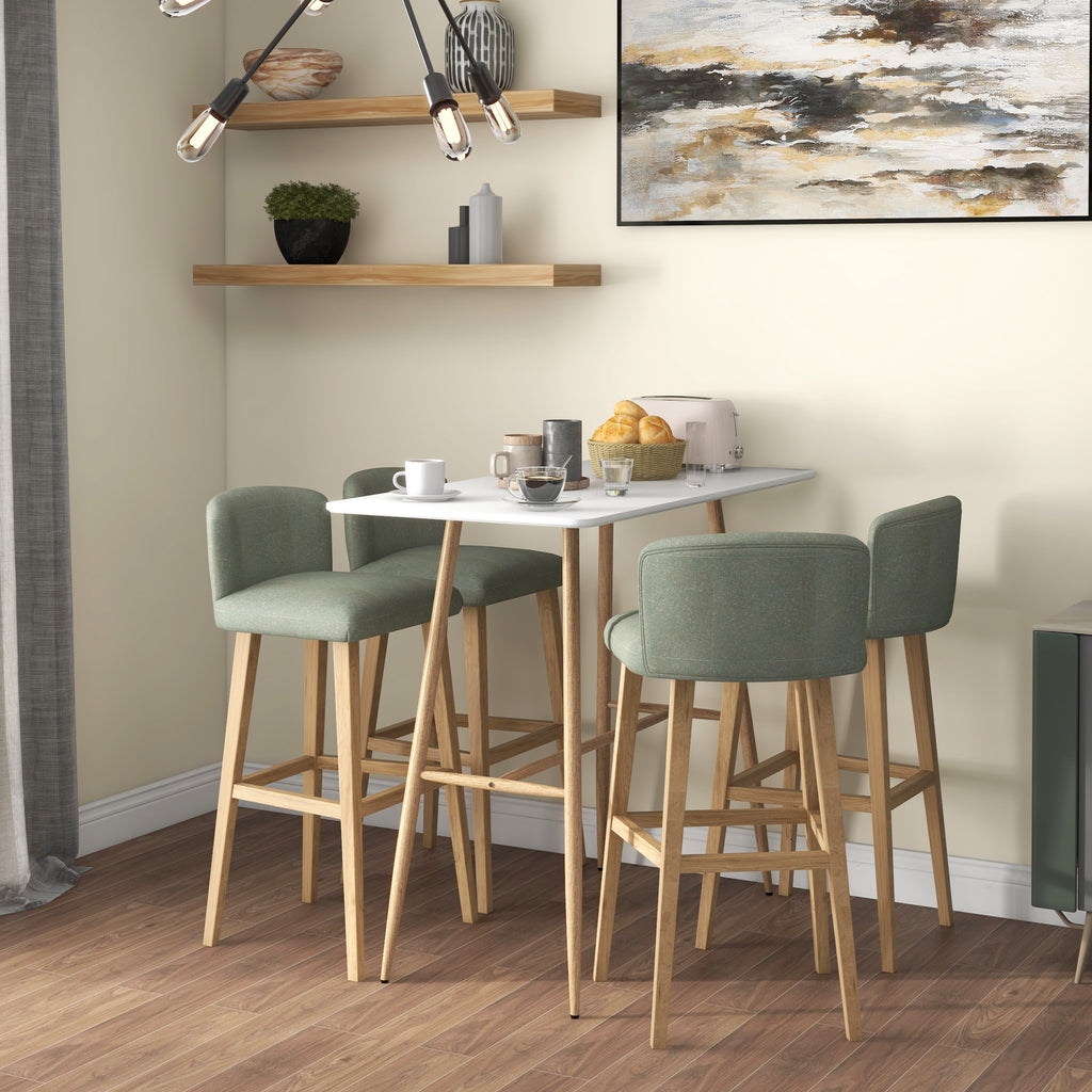 Table de bar rectangulaire 4 personne pieds en acier effet bois assemblage facile 118 x 58 x 98 cm blanc-1