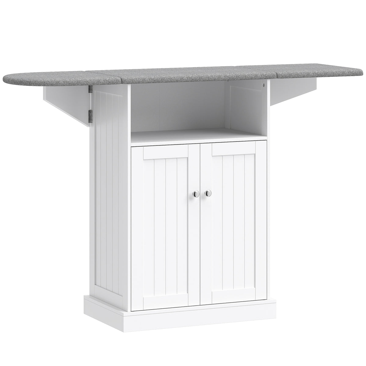 Armoire à repasser sur roulettes, table à repasser avec plateau repassable et pliable, 131 x 37 x 89,5 cm, blanc-0