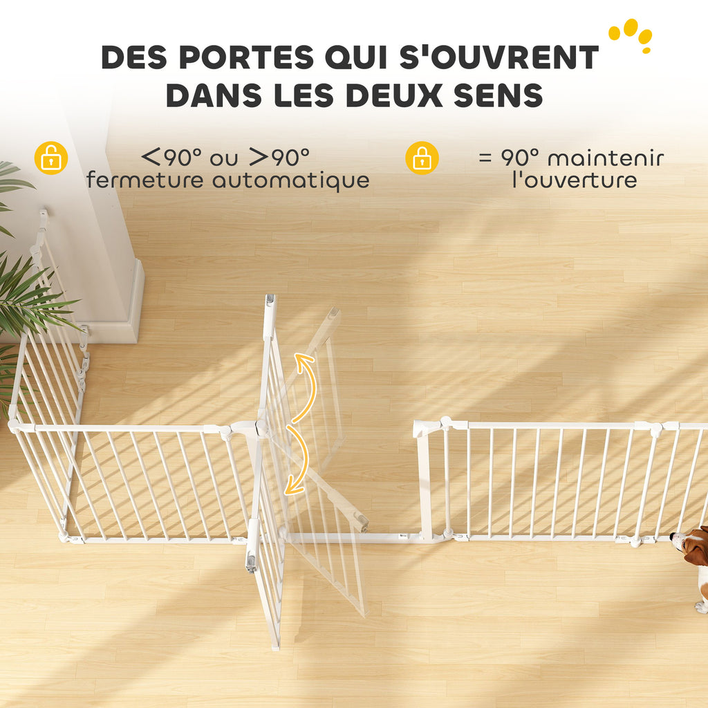 Barrière de sécurité en métal parc enclos pliable et modulable pour chien et enfant 6 panneaux 61 x 75 cm blanc-6