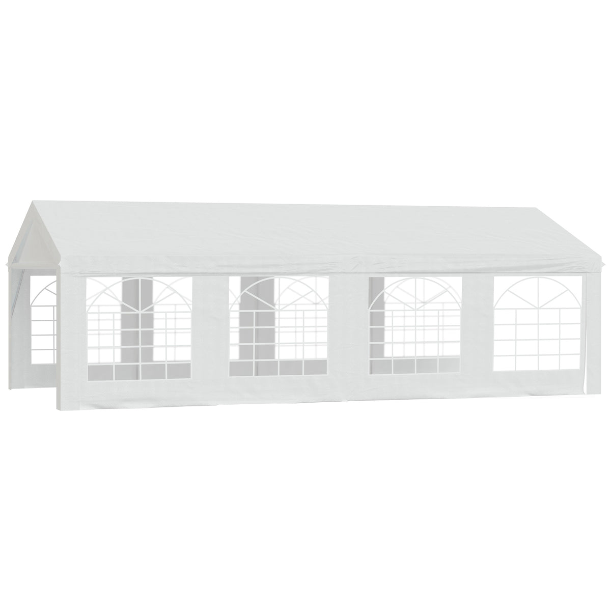 Tente Tonnelle de Réception Jardin Chapiteau PE Imperméable Tube Acier 7.98L x 3.92l x 2.8Hm Blanc Neuf 14-9