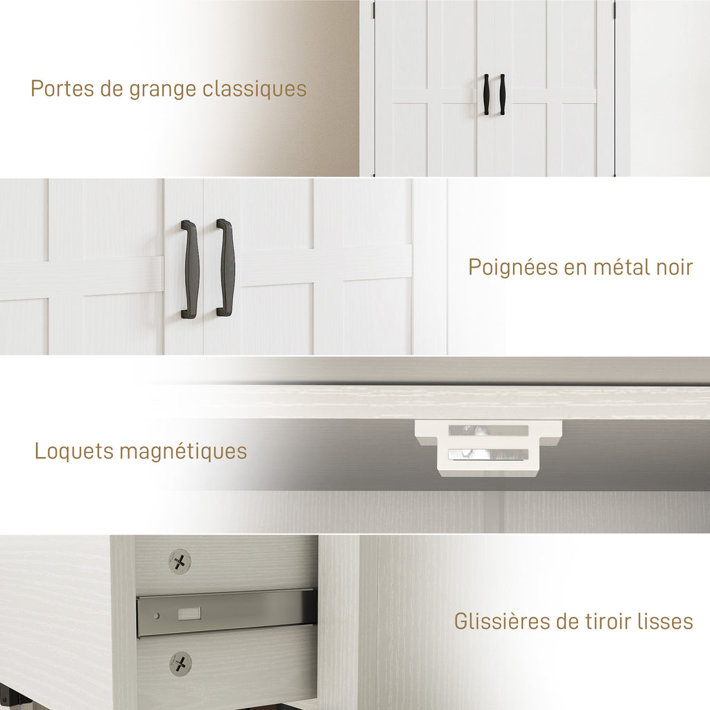 Buffet salon style moderne avec placard à 2 portes, tiroir et étagère réglable, 75,2 x 40 x 91,5 cm, blanc-5