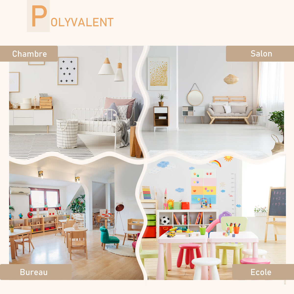 Ensemble table et chaises enfant design scandinave motif ourson bois pin MDF blanc-6