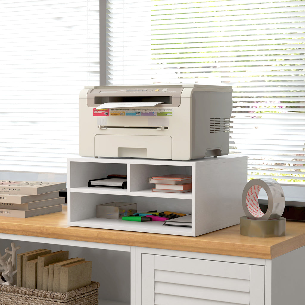 Organiseur bureau aspect blanc avec 3 compartiments fournitures support d'imprimante 47 x 40 x 22,5 cm-7