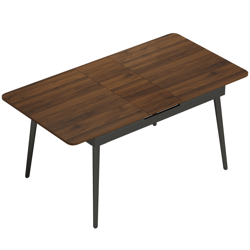 Table à Manger Extensible Rectangle pour 4 à 6 Personnes, Table de Cuisine 130-160 cm avec Coins Arrondis, Noyer Clair-0