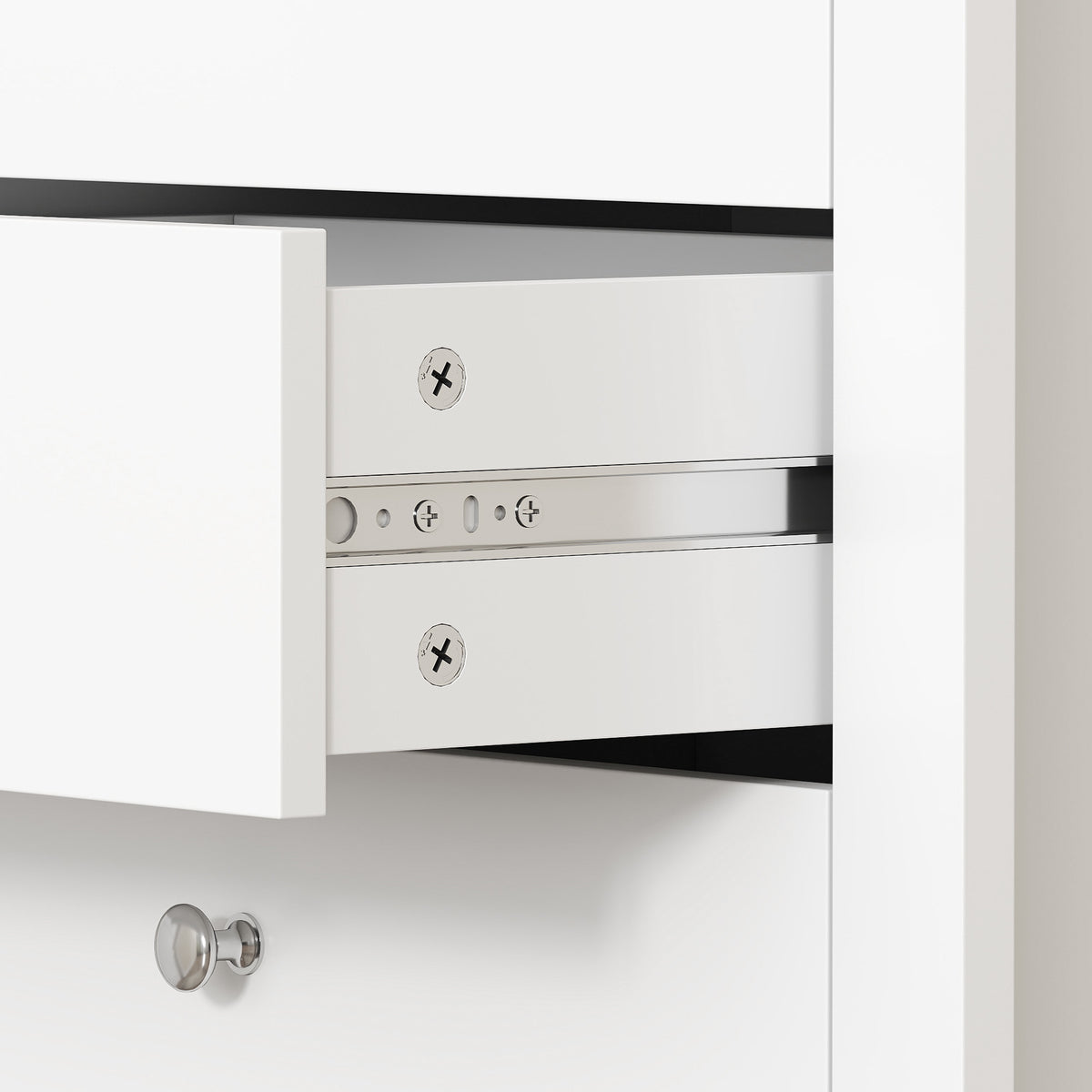 Commode 5 Tiroirs, Meuble de Rangement avec Glissières Fluides, Chiffonnier, Style Moderne, 60 x 39,5 x 95,3 cm, Blanc-9