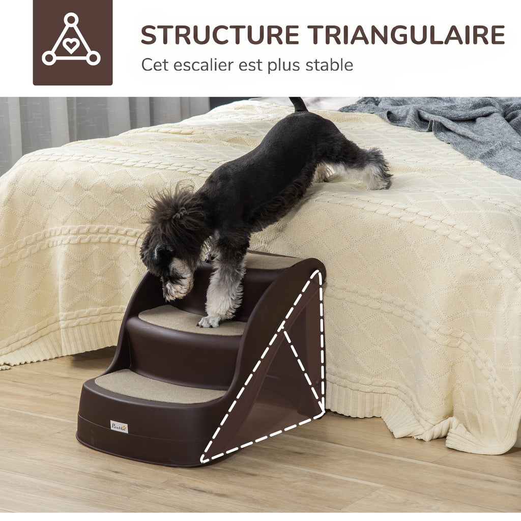 Escalier pour Chien Pliant à 3 Marches Antidérapantes, pour Chiens Âgés, Chiots, Lit, Canapé, 49x38x38cm, Marron-5
