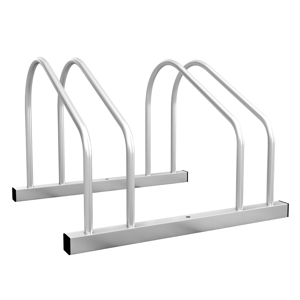 Râtelier 2 vélos range-vélos support rangement vélo à pneu 61 mm dim. 50L x 34l x 27,5H cm acier argenté-0