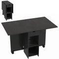 Table à Manger Pliante, Table de Cuisine Extensible pour 2 à 4 Personnes, 2 Abattants, 120 x 72 x 75 cm, Noir-0