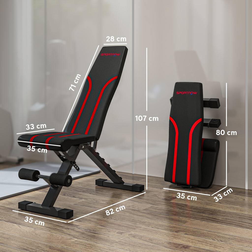 Banc de musculation pliable inclinable, banc réglable pour l'entraînement complet  82 x 35 x 42,5-107 cm acier noir-2