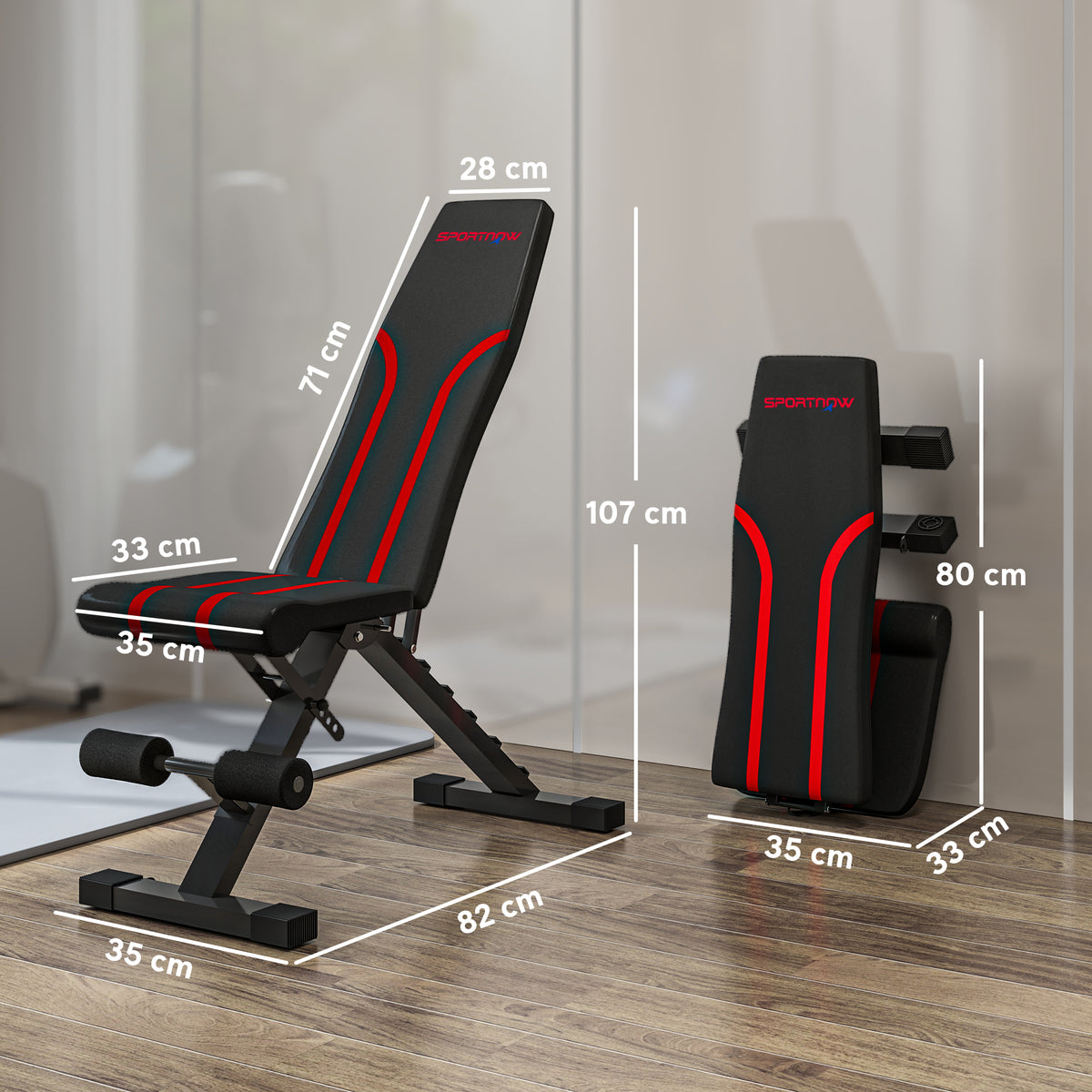 Banc de musculation pliable inclinable, banc réglable pour l'entraînement complet  82 x 35 x 42,5-107 cm acier noir-2