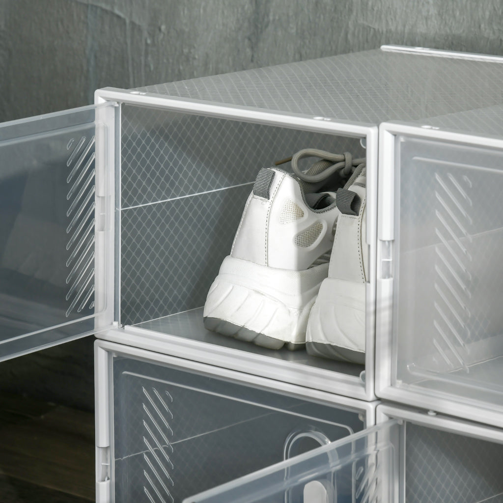 Lot de 8 boites cubes rangement à chaussures modulable avec portes transparentes - 25 x 35 x 19 cm-7