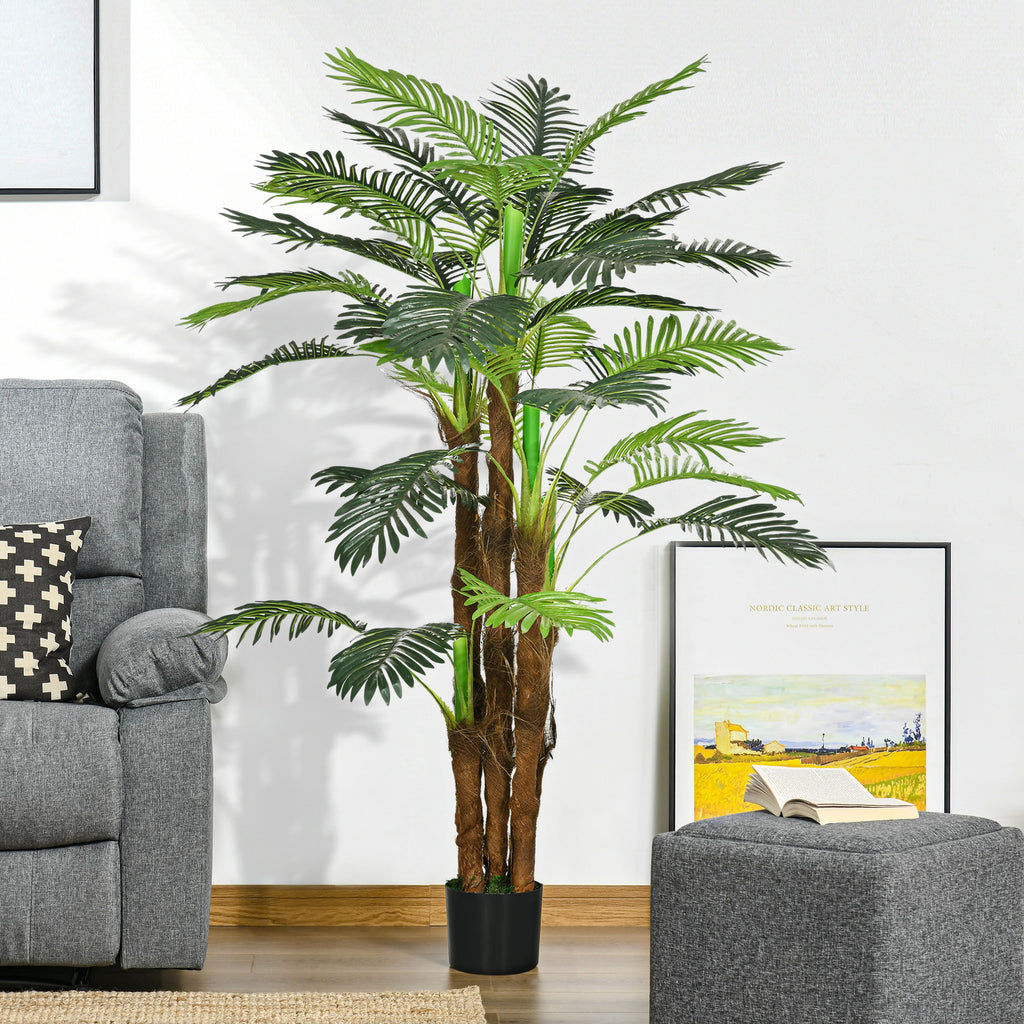 Palmier Artificiel H.1,6 m Arbre Artificiel Tronc Branches Lichen Feuilles Grand réalisme Pot Inclus-1