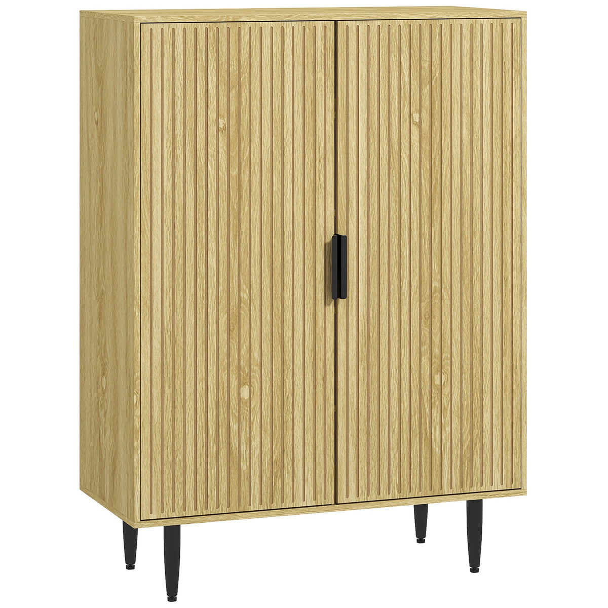 Meuble à Chaussures 15 Paires, Armoire à Chaussures 5 Niveaux avec Étagères Réglables, 2 Portes et Pieds en Métal, Chêne-0