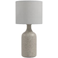 Lampe de Table avec Base en Céramique et Abat-Jour en Lin, Lampe de Chevet Rétro avec Culot E27, Blanc et Sable-0