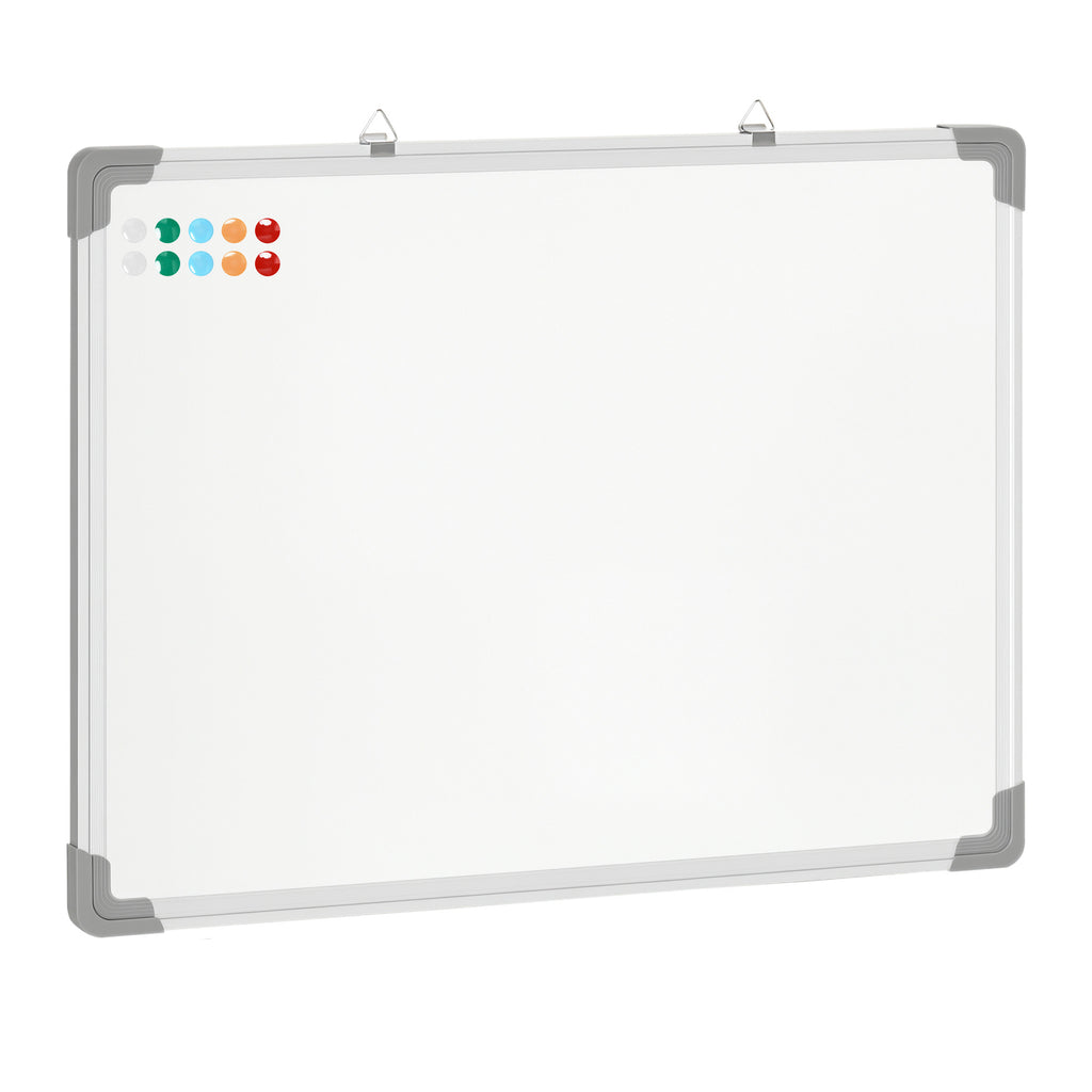 Tableau blanc magnétique cadre aluminium 60 x 45 cm avec feutres, effaceur et aimants-0