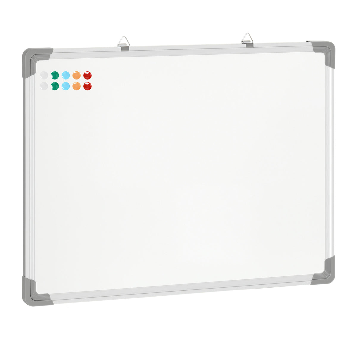 Tableau blanc magnétique cadre aluminium 60 x 45 cm avec feutres, effaceur et aimants-0