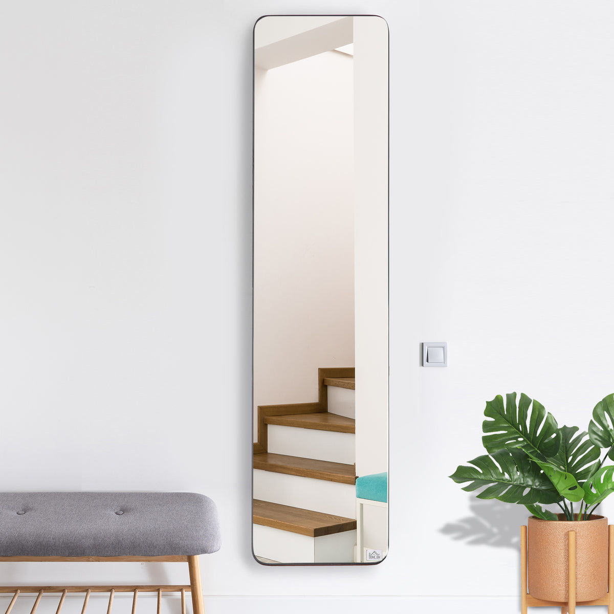 Miroir sur Pied et Mural rectangulaire dim. 37L x 43l x 156H cm MDF Aspect Noir-7
