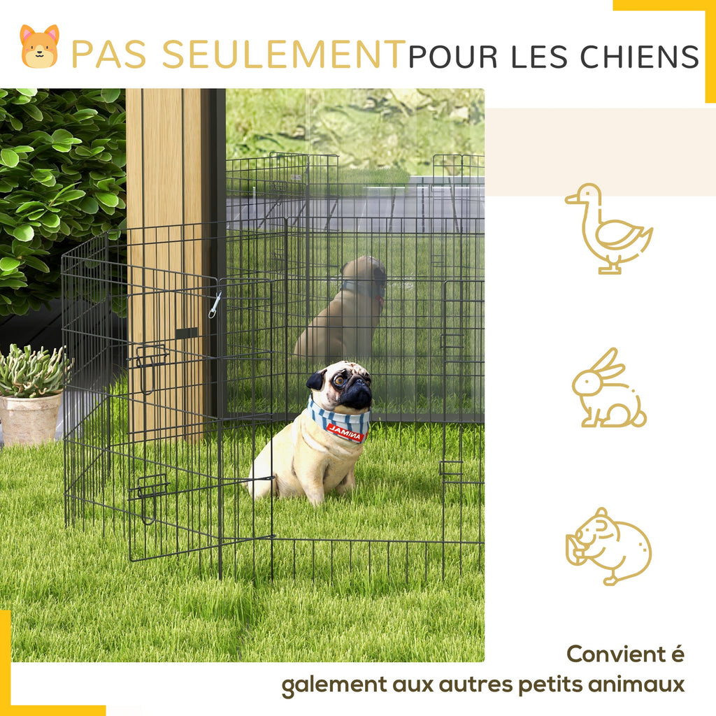 Parc enclos modulable pour chiens lapins rongeurs clôture pour petits animaux intérieur et extérieur 61 x 76 cm noir-4