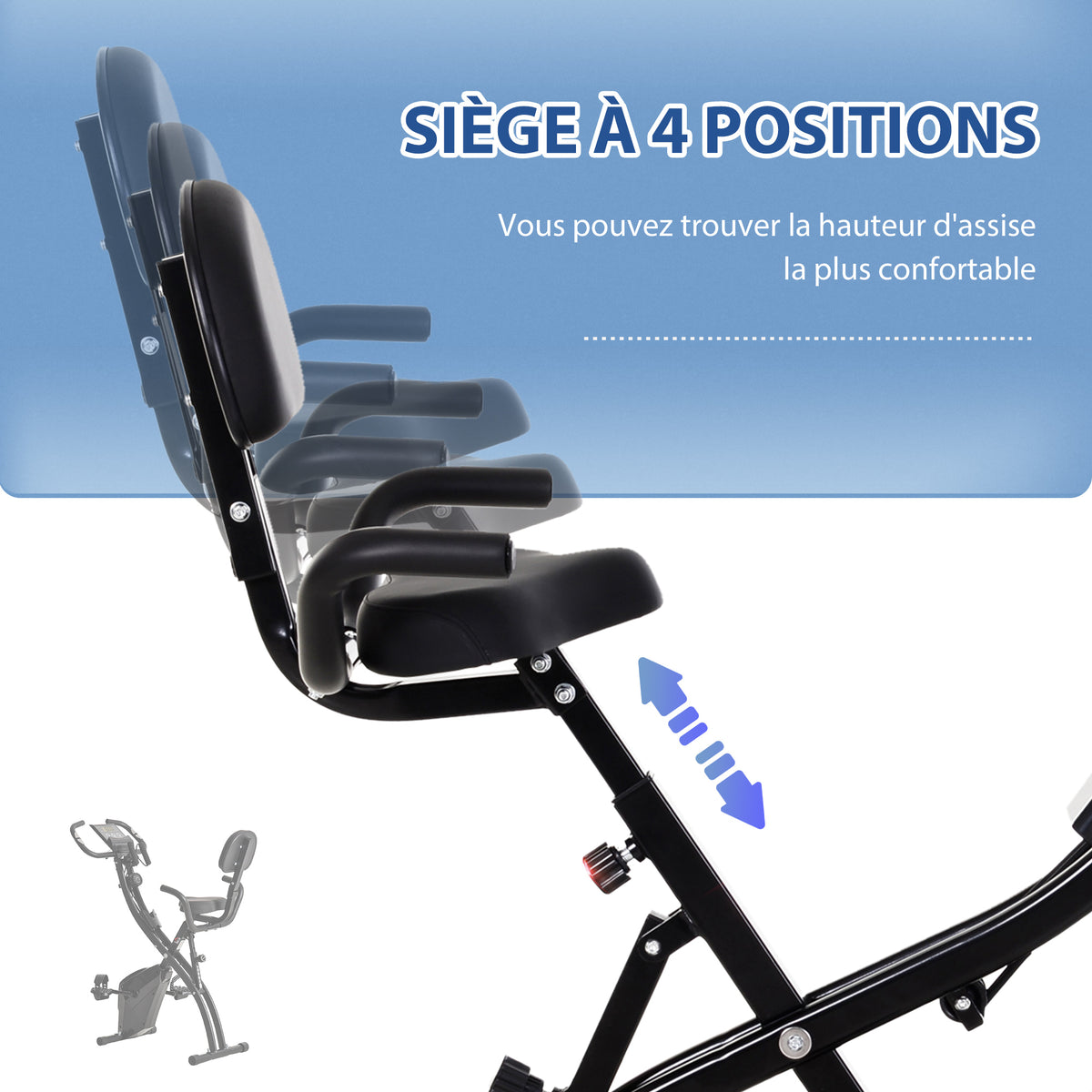 Vélo d'Appartement Pliable 4-en-1 - Ergomètre Magnétique Silencieux avec Cordes de Résistance - Sport Maison et Cardio-training avec Roulettes, Selle Confort et LCD (Max 120kg), Noir-4