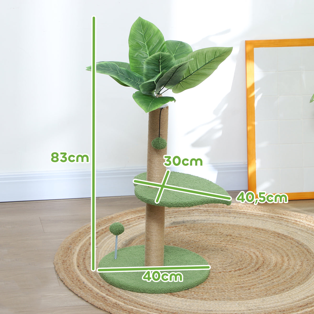 Arbre à chat arbre à grimper pour chat hauteur 83 cm avec griffoir en jute, balles jouets, plates-formes en peluche-2