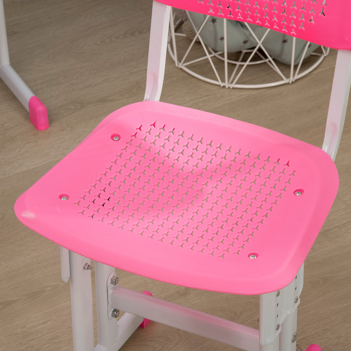 Bureau et chaise pour enfant avec support de lecture casier crochet et porte stylo 60 x 45x 90-102 cm rose-7