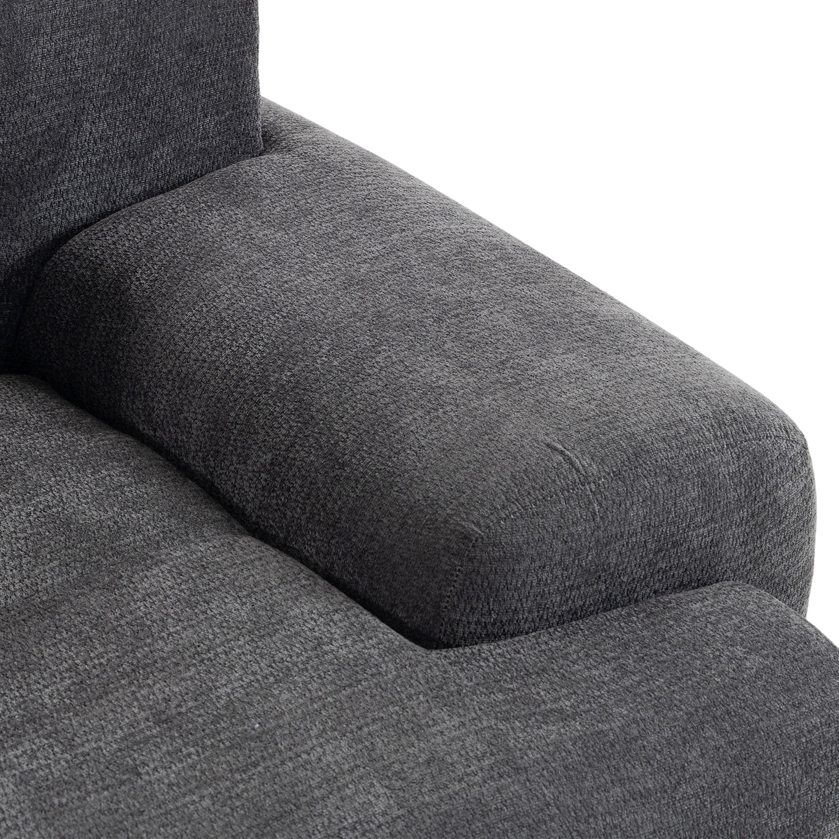 Canapé d'Angle Modulable 3 Places avec Pouf en Chenille, Canapé Compressé 300 cm avec Assise Profonde, 3 Coussins, Gris-7