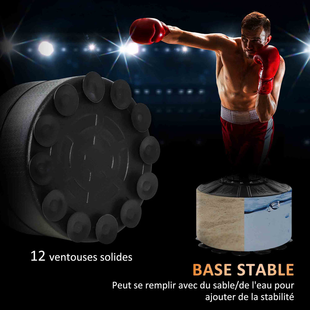 Sac de frappe sur pied 4 en 1 punching ball autonome balles de vitesse barre rotative gants 88 x 50 x 160-230 cm rouge-5