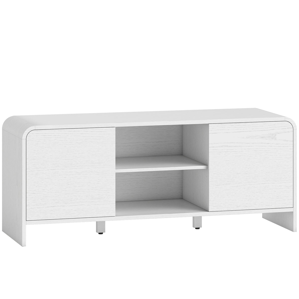 Meuble TV meuble télé pour téléviseur jusqu'à 55 pouces 2 portes 2 compartiments étagère réglable 110x35x45cm blanc-0
