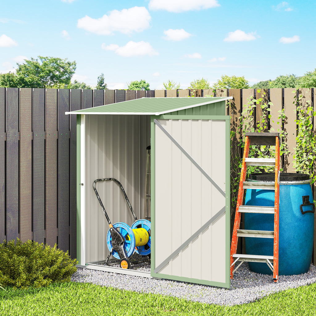 Abri de Jardin en Métal 1m², Tôle Ondulée, Toit Incliné, Porte Verrouillable, 100x103x160cm, Vert Clair-7