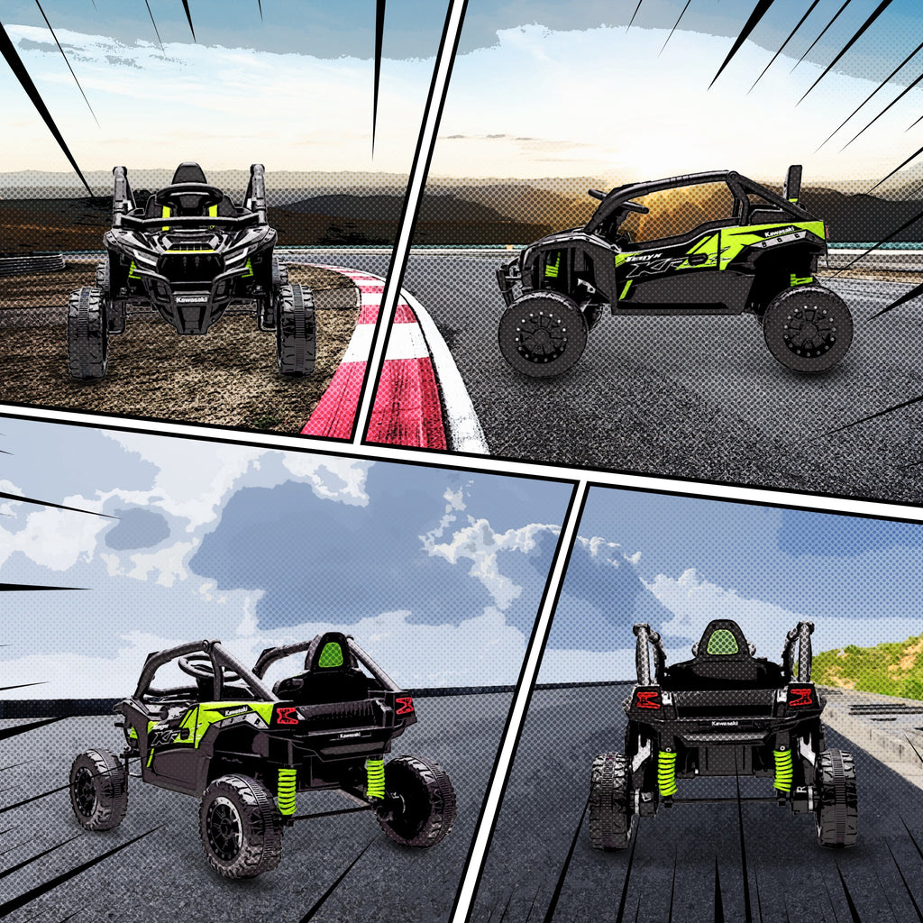 Voiture électrique enfant UTV KAWASAKI TERYX KRX 1000 12 V à 2 moteurs 25 W télécommande 2,4 Ghz 100 x 64 x 56 cm noir-7