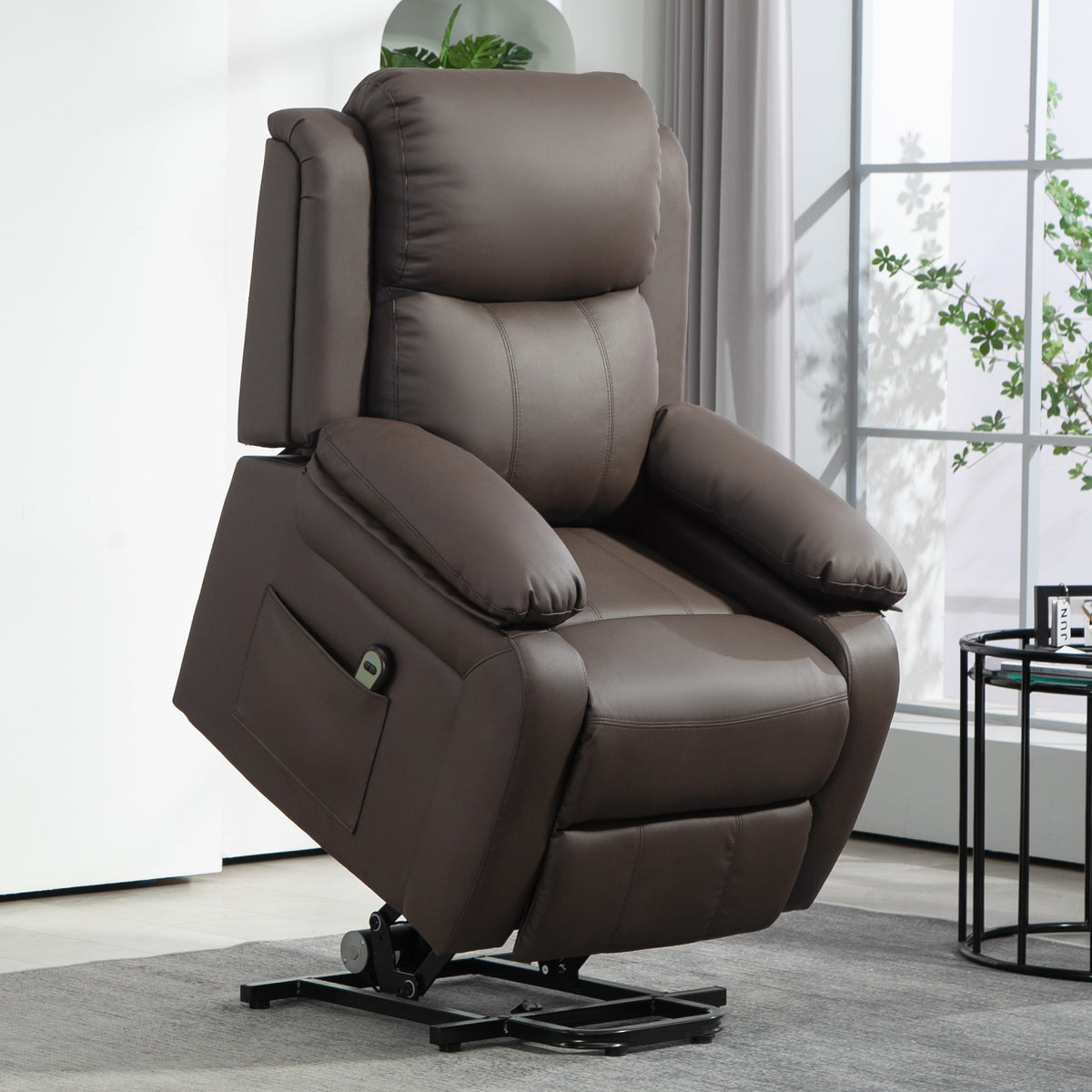 Fauteuil releveur électrique fauteuil relax électrique avec repose-pied télécommande et 2 pochettes 76x90x105cm marron-1