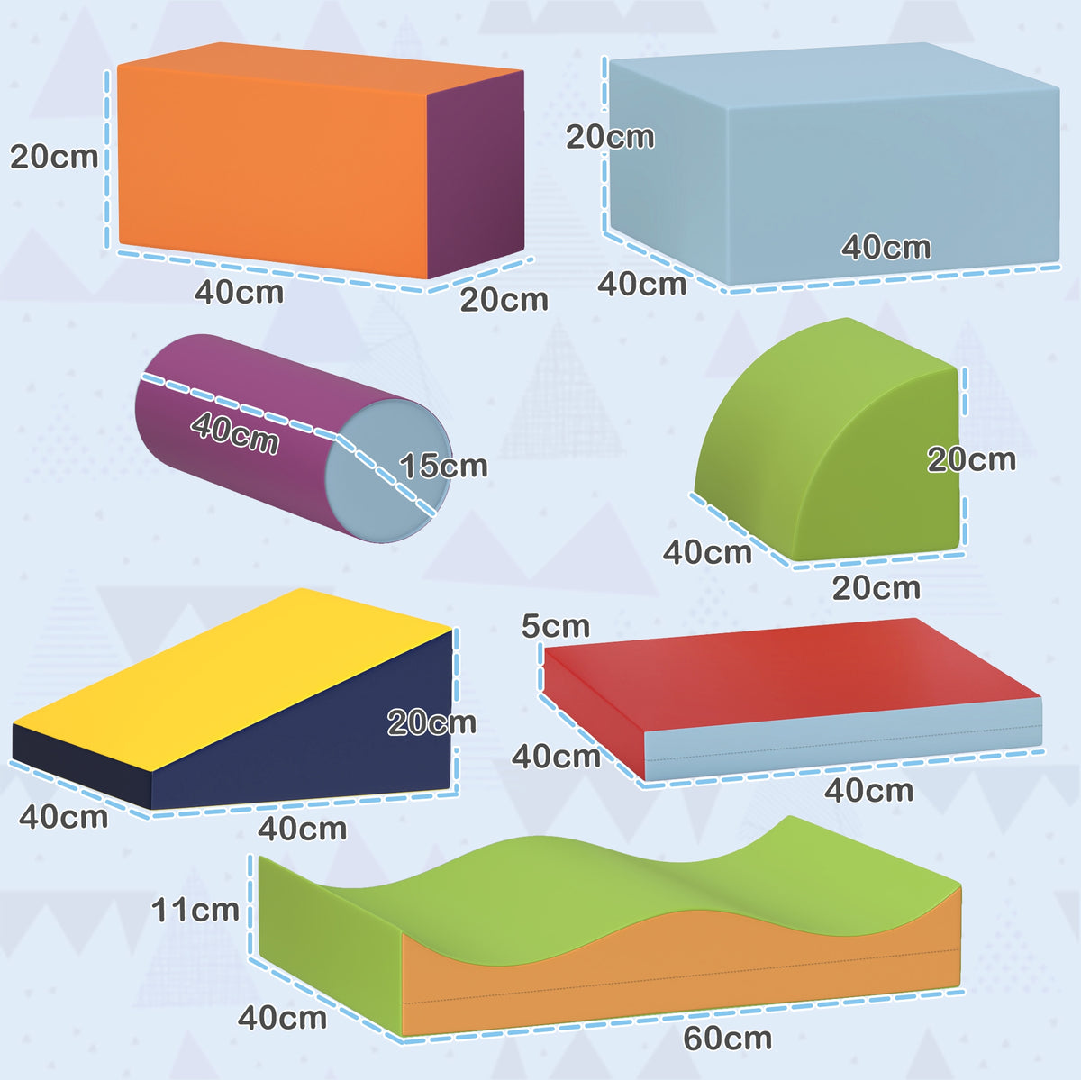 7PCS Module motricité bébé parcours motricité bébé en mousse EPE pour enfants d'âge préscolaire, multicolore-2