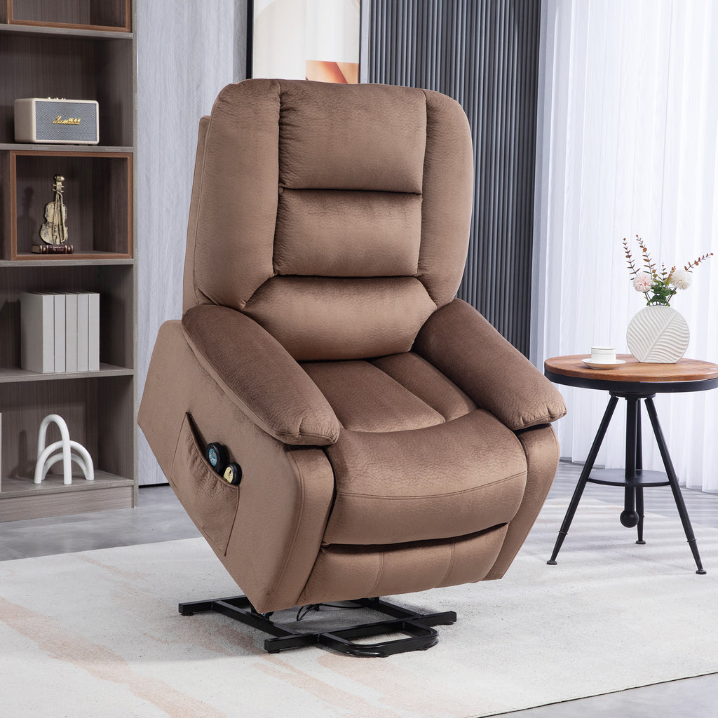 Fauteuil releveur électrique fauteuil relaxant dossier inclinable avec repose-pied télécommandes 90 x 93 x 110 cm marron-1