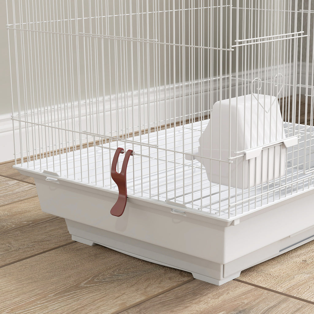 Cage à oiseaux 46 x 36 x 100 cm 4 mangeoires 3 perchoirs cage pour perruche calopsitte conure pinson canaris-8