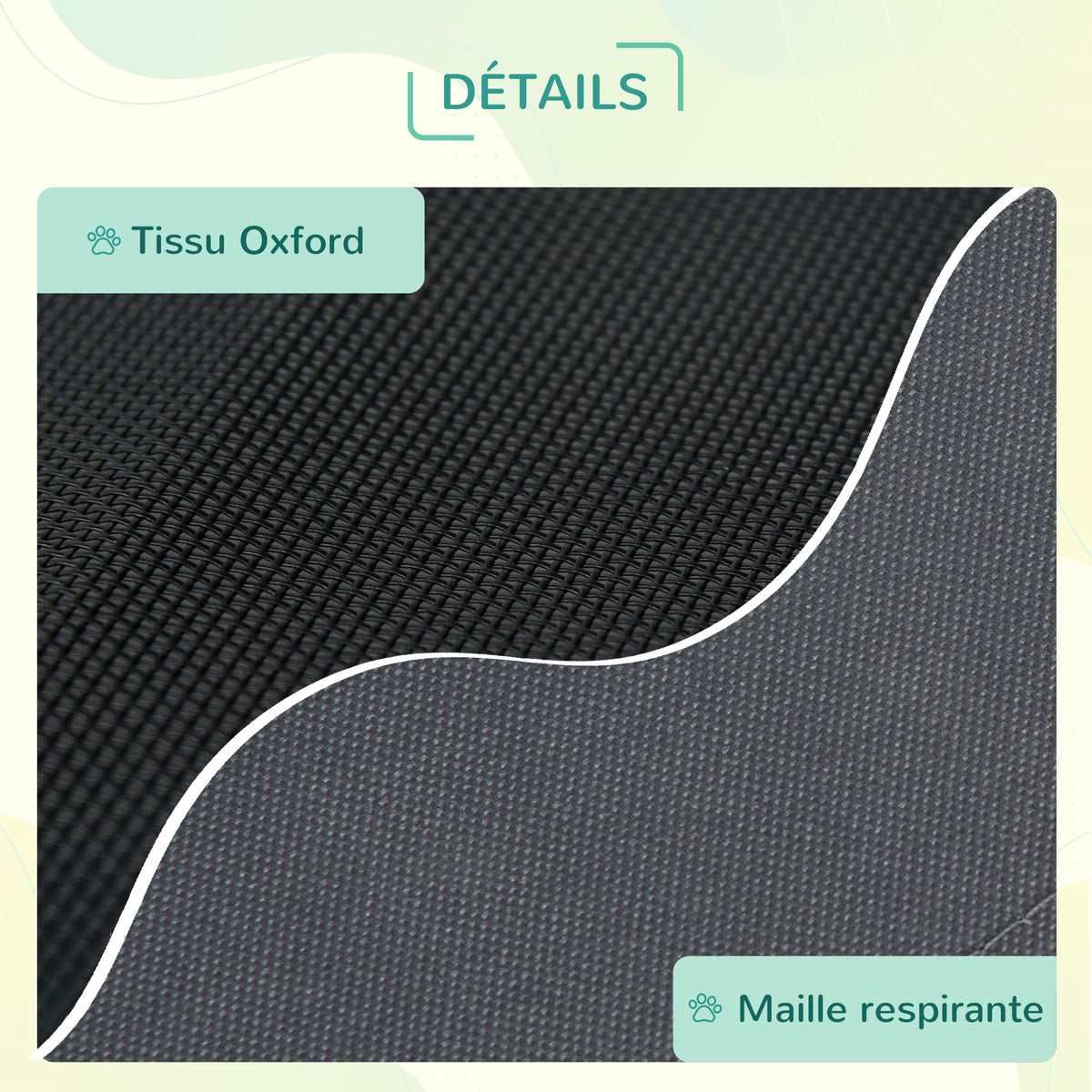 Lit pour chien chat sur pieds grand confort velum anti-UV tissu oxford micro-perforé + parasol + sac de transport inclus dim. 92L x 76l x 90H cm gris noir-5
