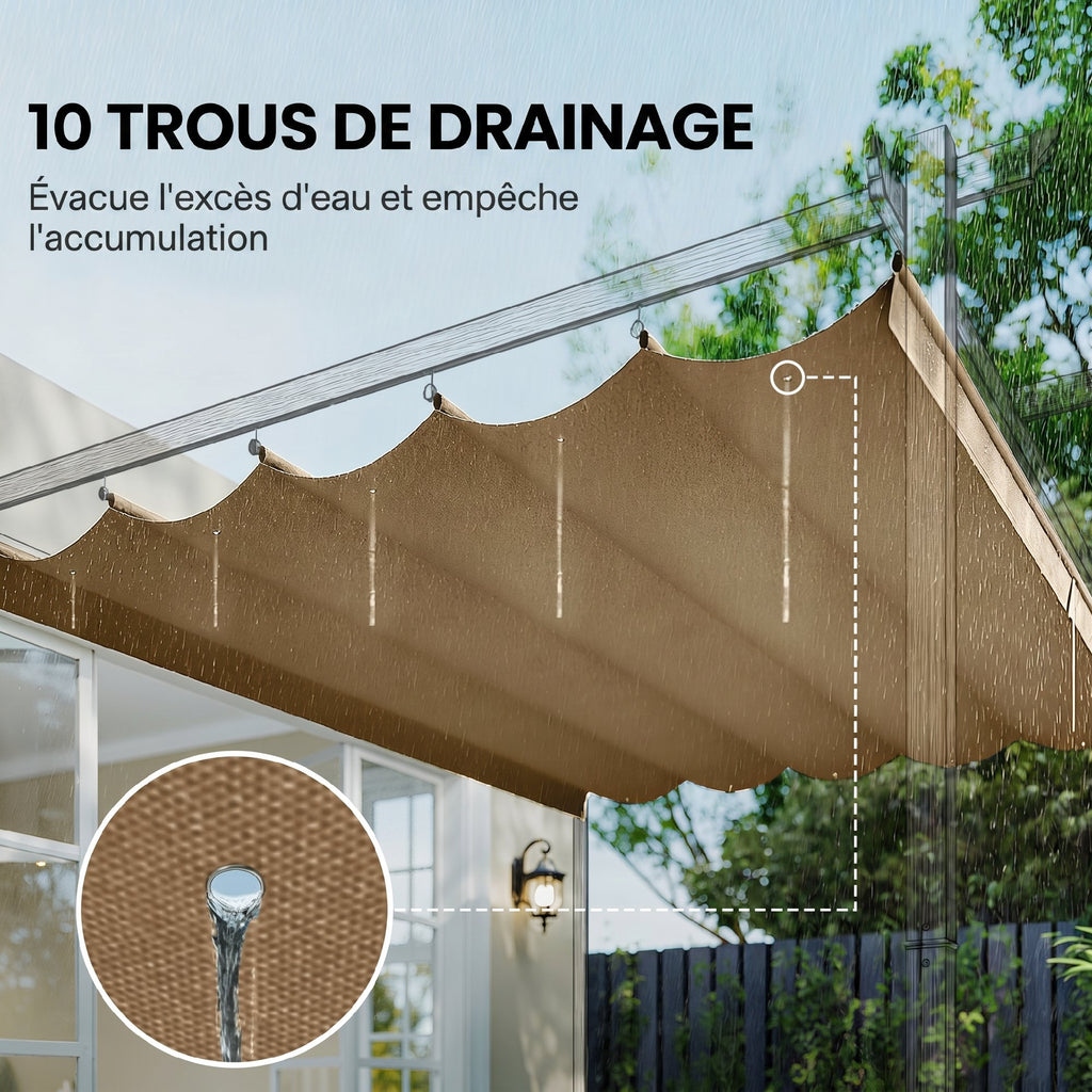 Toile de Toit pour Pergola Tonnelle Rétractable de 3 x 3 m - Toile Uniquement 250 x 255 cm, Ecru-5