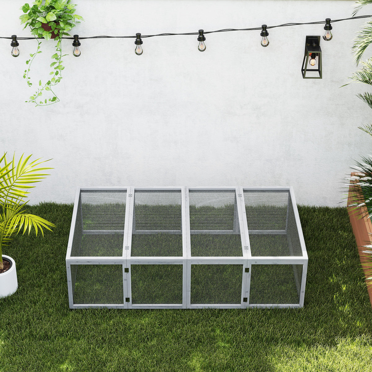 Clapier cage à lapins extérieur intérieur 2 portes supérieures 181L x 100l x 48H cm bois massif gris-6