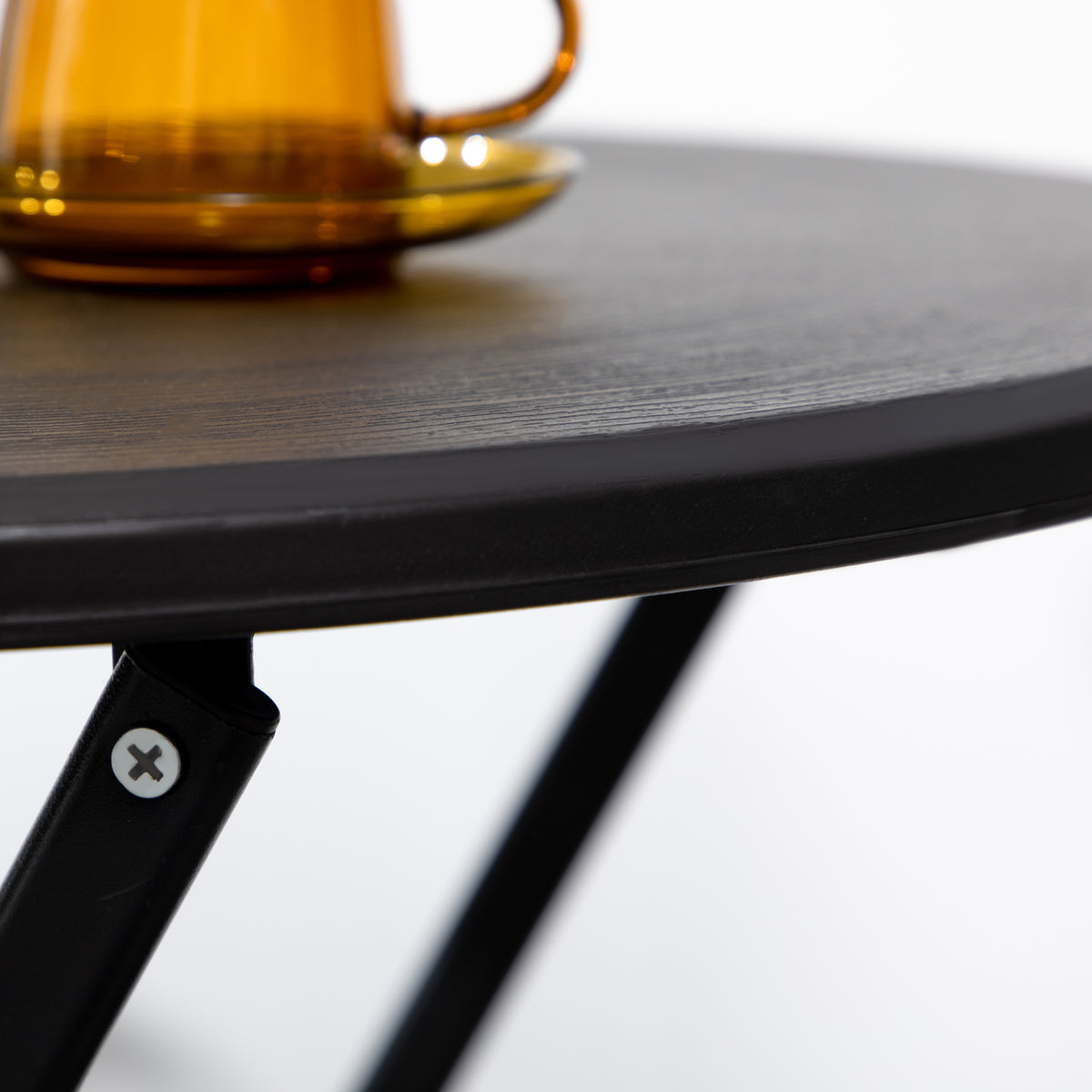 Table basse extérieure pour 2 personnes, table de jardin ronde avec structure en acier, Ø 60 x 73H cm, gris foncé-8