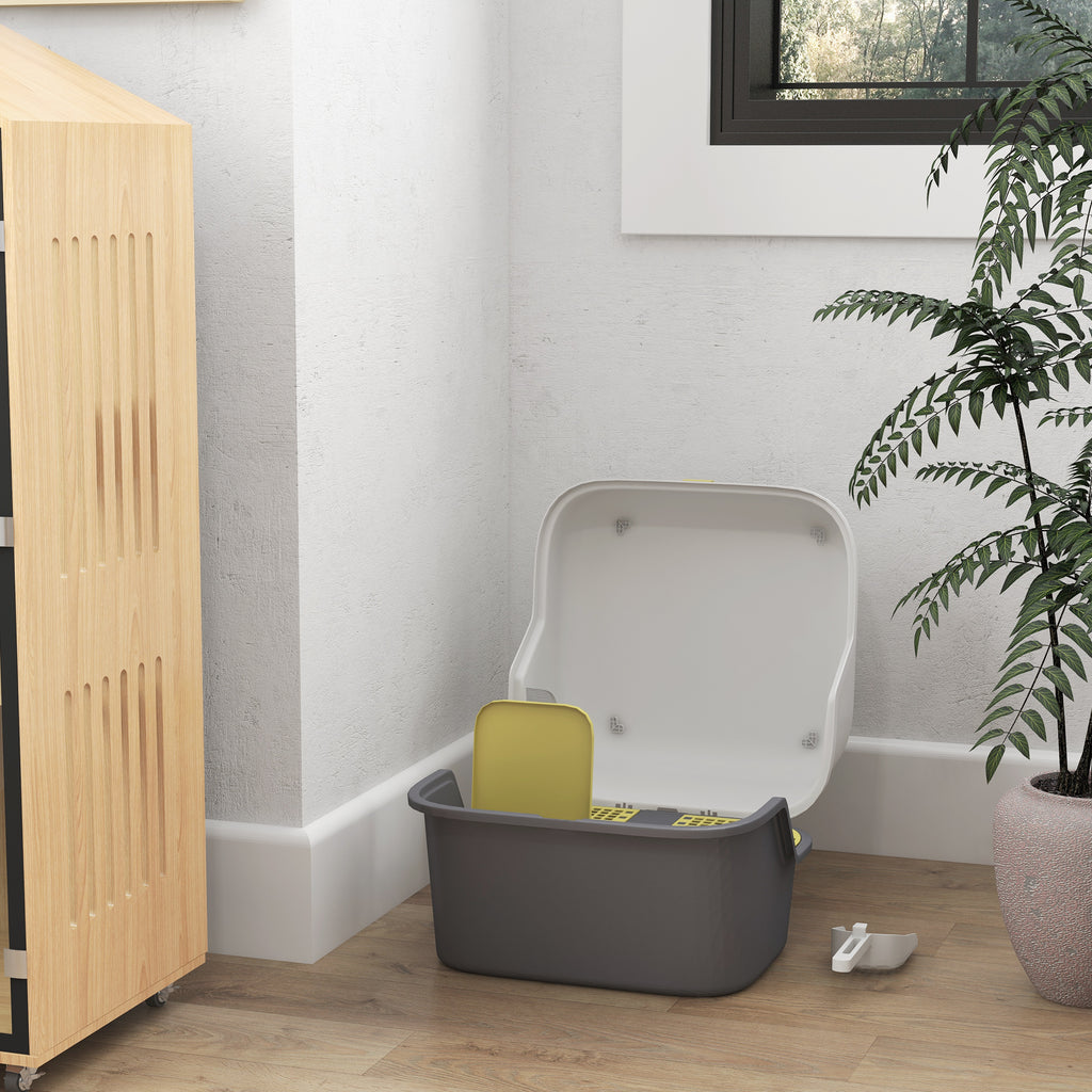 Bac à litière pour chat maison de toilette pour chat couvercle supérieur verrouillable et ouvrable 50 x 50 x 39 cm crème-7